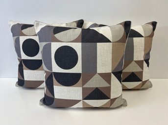 New! Modshop Set Of 3 Scandi Neutral Textured Linen Throw Pillows
