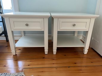 Pair Of Square White End Tables (Lot #1 Of 2)