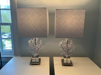 Pair Of White Coral Table Lamps (#2 Of 2)