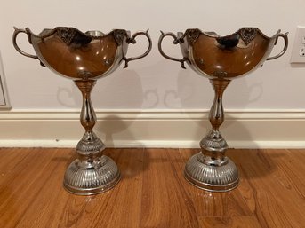 Pair Of Silverplate Pedestal Urns