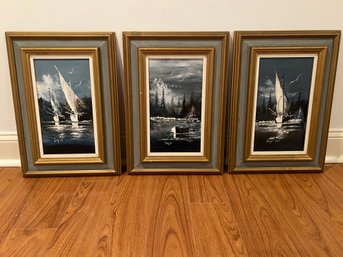 Set Of Three Vintage Landscape Paintings