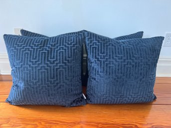 Set Of 4 Navy Blue Throw Pillows With Down Inserts