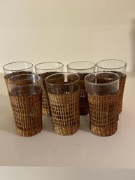 7 Rattan Covered Drinking Hlasses