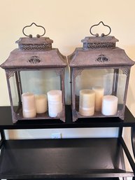 Pair Of Decorative Lantern Candle Holders