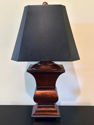 Metallic Lamp With Black Leather Shade