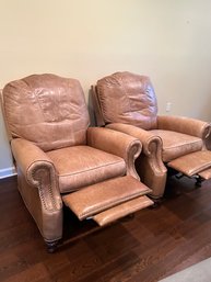 Pair Of Light Brown Leather Recliners