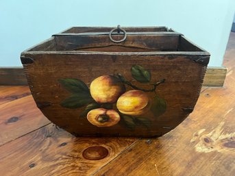 Primitive Antique Handpainted Wood Harvest Basket