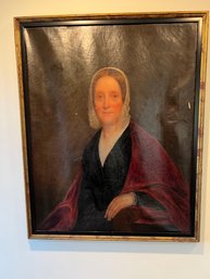 Antique Oil On Canvas 'Grandma' Quaker Woman Approx 1780