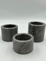 Set Of 3 Italian Marble Candle Holders (without Glass Inserts)