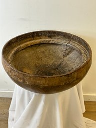 Carved Wooden Bowl With Mother Of Pearl Inlay