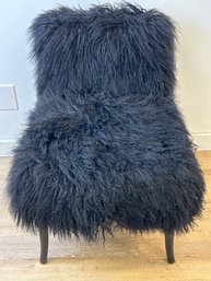 Black Mongolian Wool Side Chair