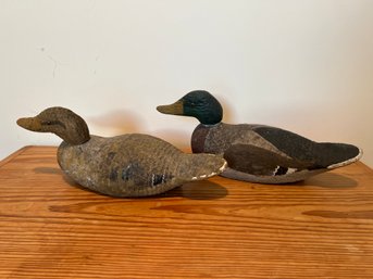 Pair Of Vintage Hand Painted And Carved Decoys