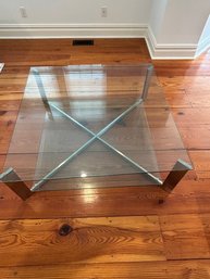 Square Glass And Metal Coffee Table