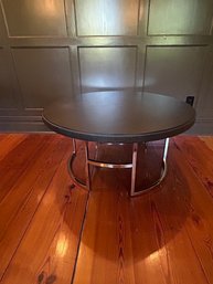 Modern Black Wood And Chrome Coffee Table