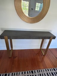 Grey Wood And Gold Metal Console