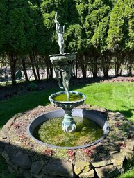 Bronze Fountain With Woman And Boy With Fish