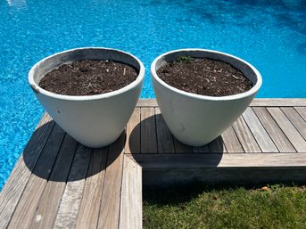 Painted Fiberglass White Planters