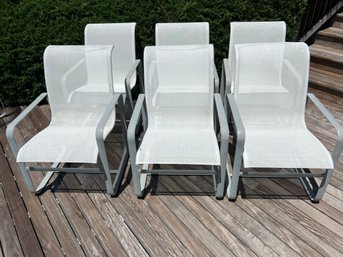 Set Of 6 Tropitone Outdoor White Mesh Chairs