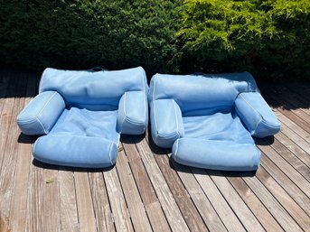 Pair Of Frontgate Light Blue Pool Seat Floats