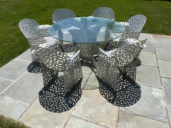 Richard Schultz Topiary Aluminum Outdoor Round Dining Table & 6 Chairs