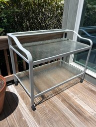 Outdoor Aluminum Gray Kitchen Bar Cart Frosted Glass