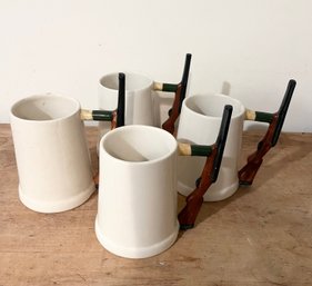 Set Of 4 Hunting Rifle Handle Coffee Mugs