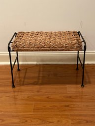 Rope, Wicker And Metal Ottoman