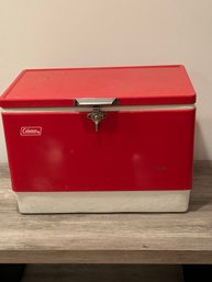 Vintage Red And White Coleman Cooler