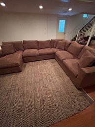 Brown Suede Crate And Barrel Sofa And Chaise