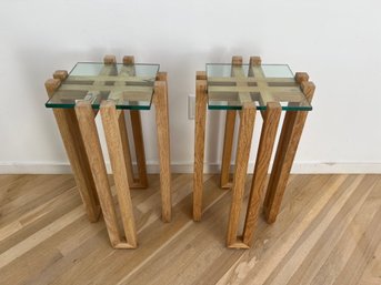 2 Modern Side Tables With Glass Tops