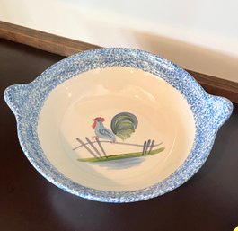 Vintage Blue Stipple With Rooster Bowl