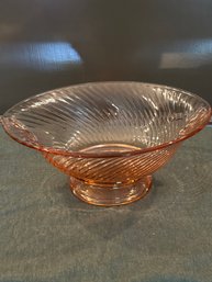 Vintage Pink Swirl Art Glass Bowl