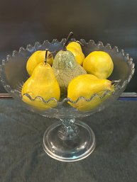 Crystal Bowl With Decorative Wooden Pears