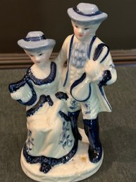 Vintage Blue And White Porcelain Colonial Couple