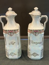 Victoria China Oil And Vinegar Bottles