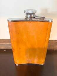Leathersmith Of London Stainless Steel 8oz Flask Wrapped In Leather Finish
