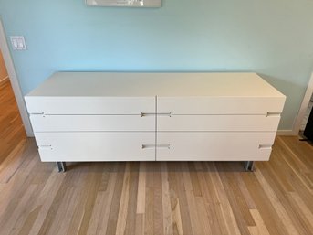 Low Modern Six Drawer Dresser With Chrome Legs