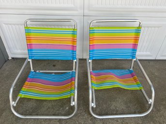 Pair Of Low Folding Beach Chairs