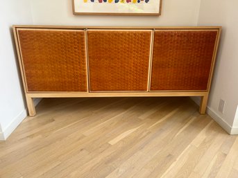 Modern Wood Credenza Leather Basket Weaved Doors (2 Of 2)