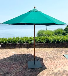 Sunbrella Green Canopy Outdoor Umbrella With Metal Stand (1 Of 2)