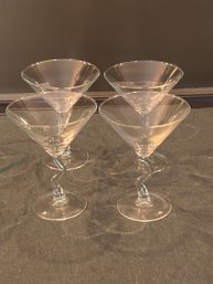 Set Of 4 Bent Stem Martini Glasses