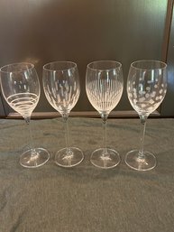 Set Of 4 Villeroy&Boch Decorative Wine Glasses (Lot 1 Of 2)