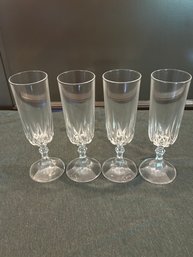 Set Of 4 Crystal Champagne Flutes