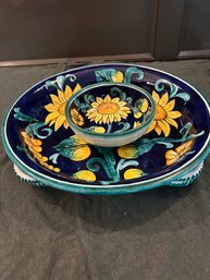 Ceramic Sunflower Chip And Salsa Set