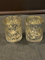 Glass And Silver Candle Holders