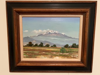 Oil On Board Mt Kilimanjaro Landscape Signed By Artist Schmitt