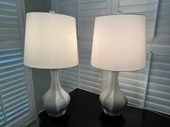 Pair Of Light Grey Ceramic Table Lamps