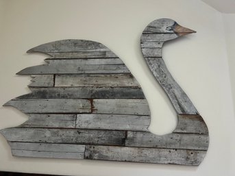 HUGE  4 Ft. X 6 Ft. Hand Painted Primitive Wood Slat Swan