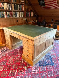 Antique Leather Top Pine Partners Desk
