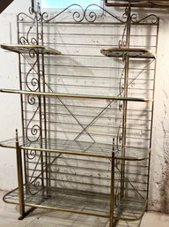 Antique Brass And Glass Bakers Rack